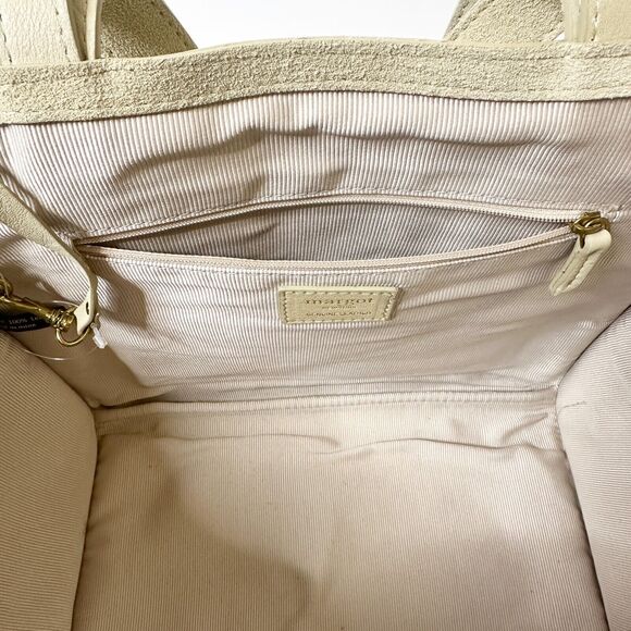 MARGOT NEW YORK Jamee Double Handle Tote w Pouch Ivory Suede Soft NWT - Picture 3 of 5